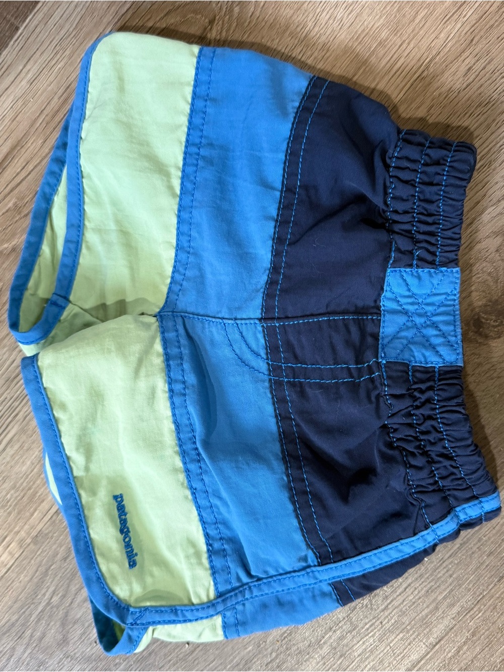 Patagonia Kids Lime, Bright Blue & Navy Colorblock Shorts